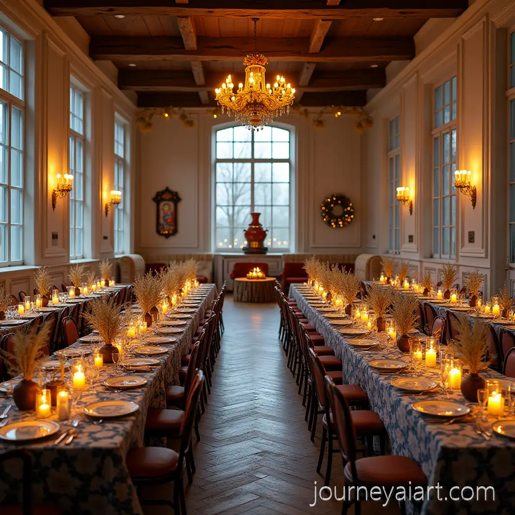 Russian-Folk-Style-Banquet-Hall-Decoration-with-Gzhel-and-Khokhloma-Elements