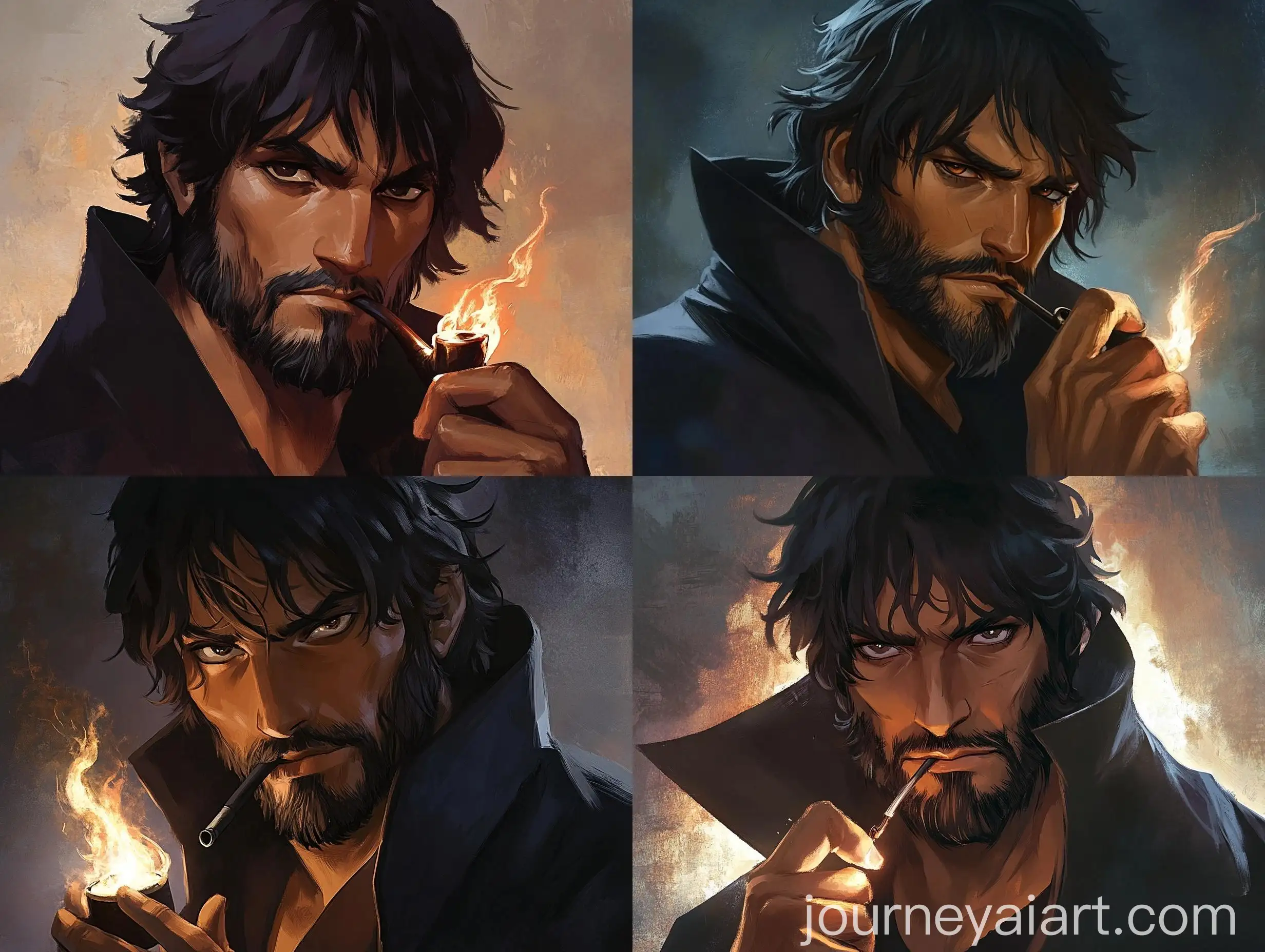 Fantasy-NPC-Art-John-Constantine-Mystic-Charm-Diabolist-Smoking-Pipe