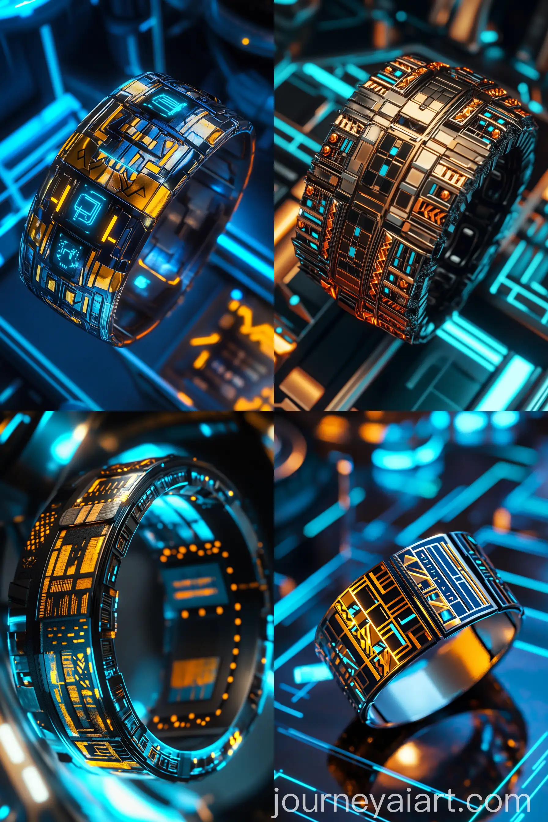 Futuristic-WakandaInspired-Bracelet-with-Advanced-Technology-Motifs-and-Metallic-Finishes