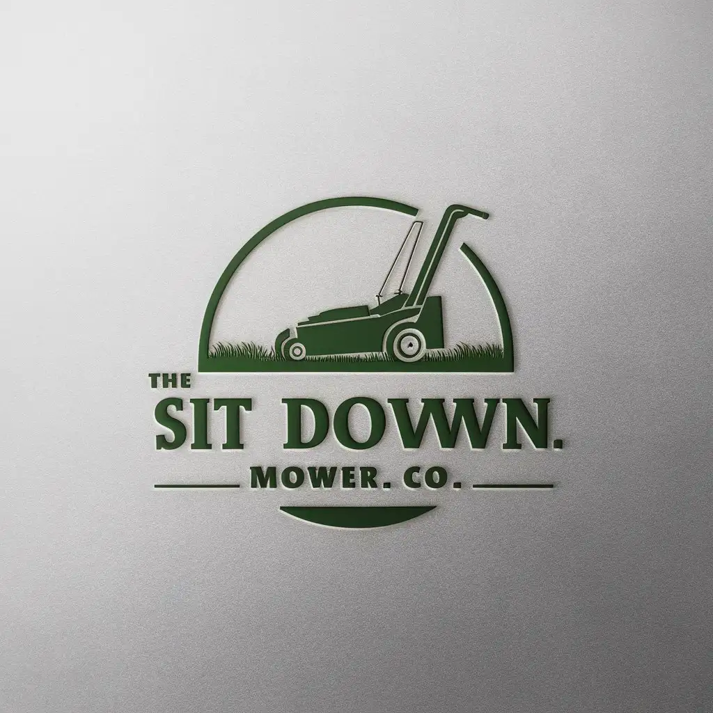 LOGO Design for The Sit Down Mower Co Sleek Contemporary Aesthetic with Lawn Mower and Grass Elements