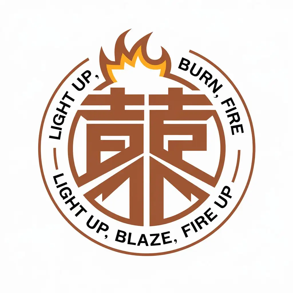 LOGO Design for Light Up Blaze Burn Fire Up Modern Fitness with Chinese Symbol and Clean Aesthetic