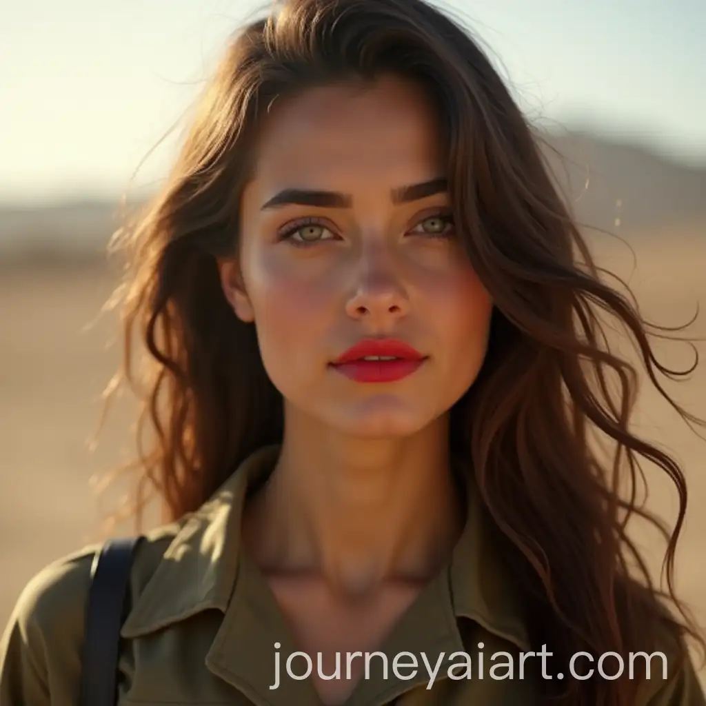 Young-Athletic-Military-Arab-Woman-with-Red-Lipstick-in-Morning-Sunlight