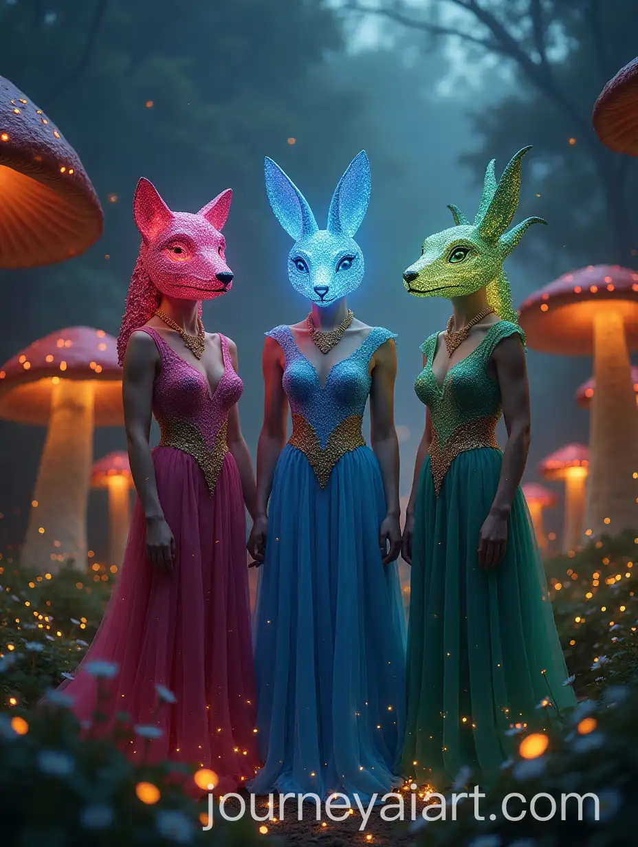 Magical-Village-with-GemstoneHeaded-Queens-and-Glowing-Mushroom-Huts