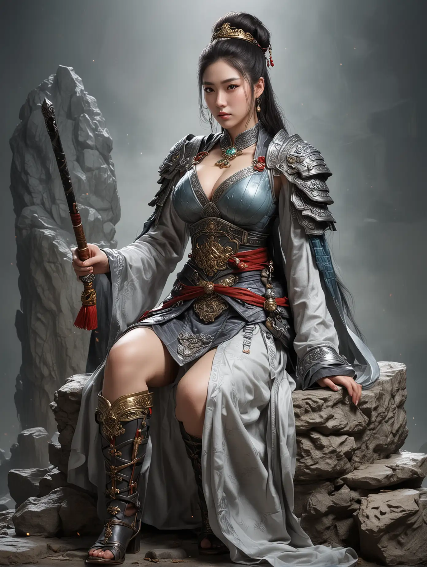 Fantasy-Female-General-in-Stone-Throne-Inspired-by-Romance-of-the-Three-Kingdoms