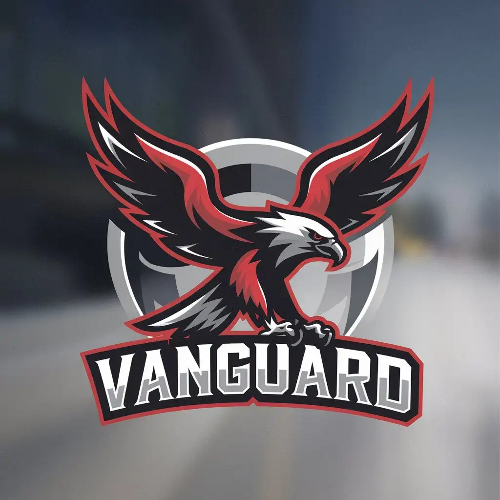 LOGO Design for Vanguard Red Black White Bird of Prey Theme for Construction Company