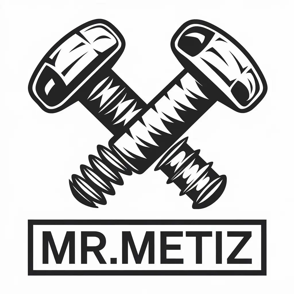 LOGO Design for MrMetiZ Vector Design Featuring Screw and Bolt for Construction Industry