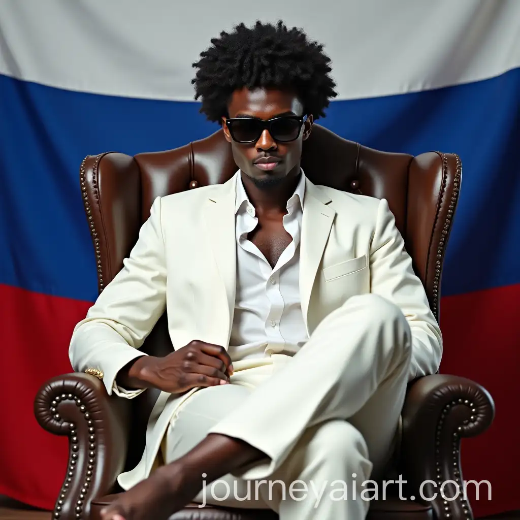 Stylish-Man-in-Black-Sunglasses-on-Russian-Federation-Flag-Background