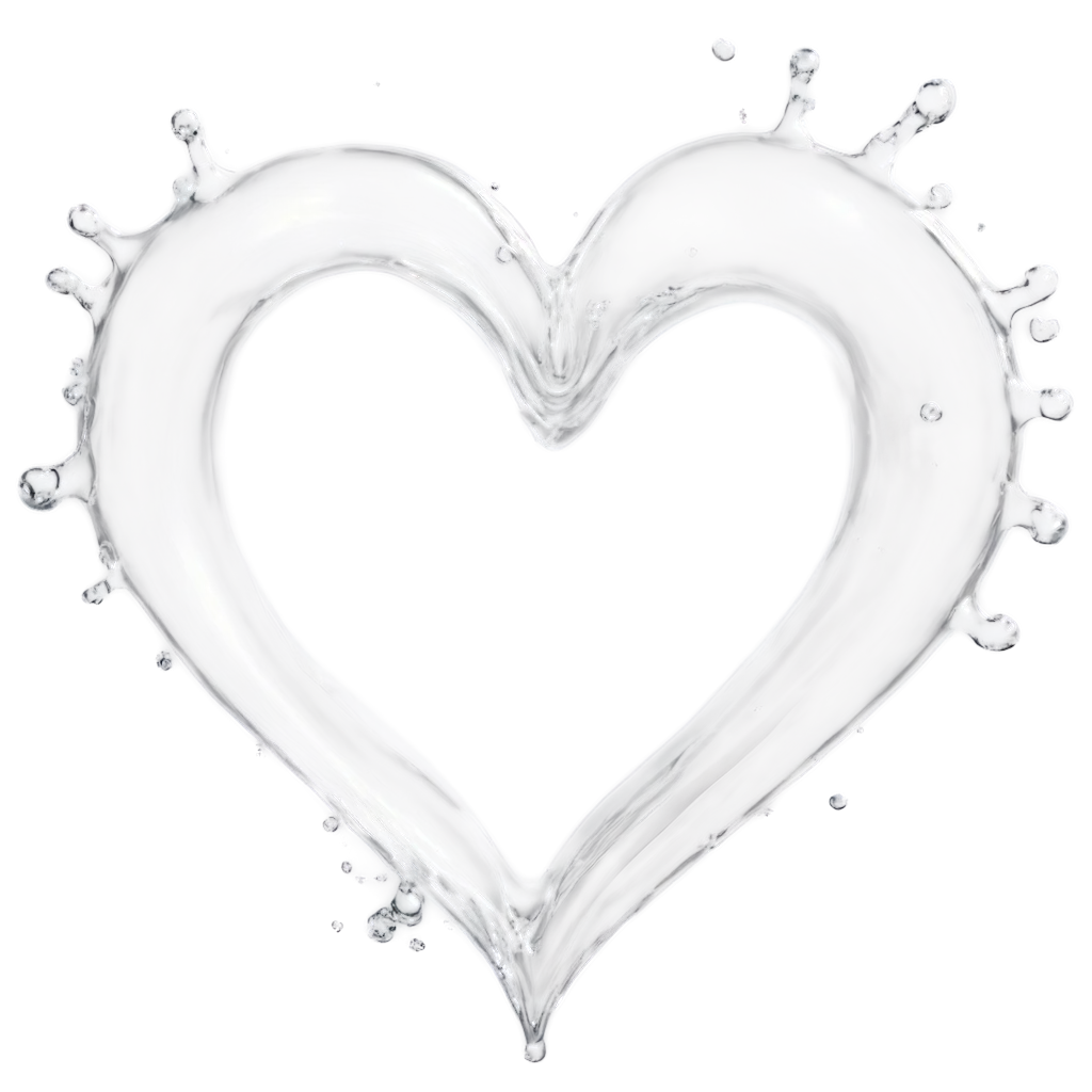 HeartShaped-Water-Splash-with-Bubbles-PNG-Image-for-Clear-and-Crisp-Visuals