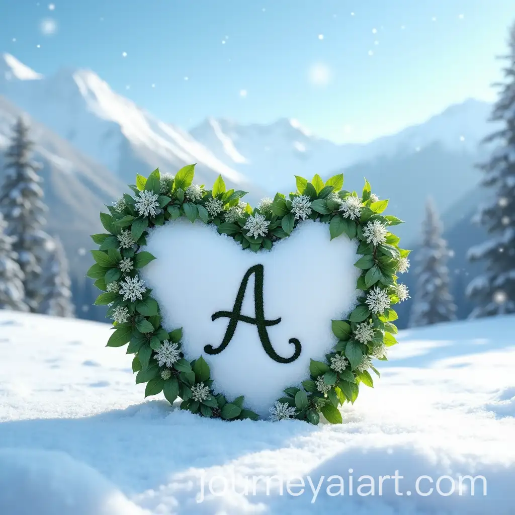 HeartShaped-Plant-with-Snowy-Letter-A-in-Winter-Wonderland