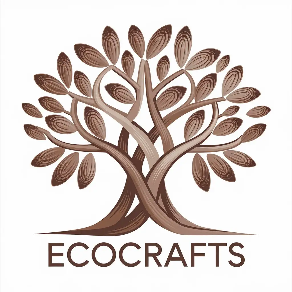 LOGO-Design-for-EcoCrafts-Green-Brown-with-Tree-Symbol-and-Paper-Reeds-Industry-Theme