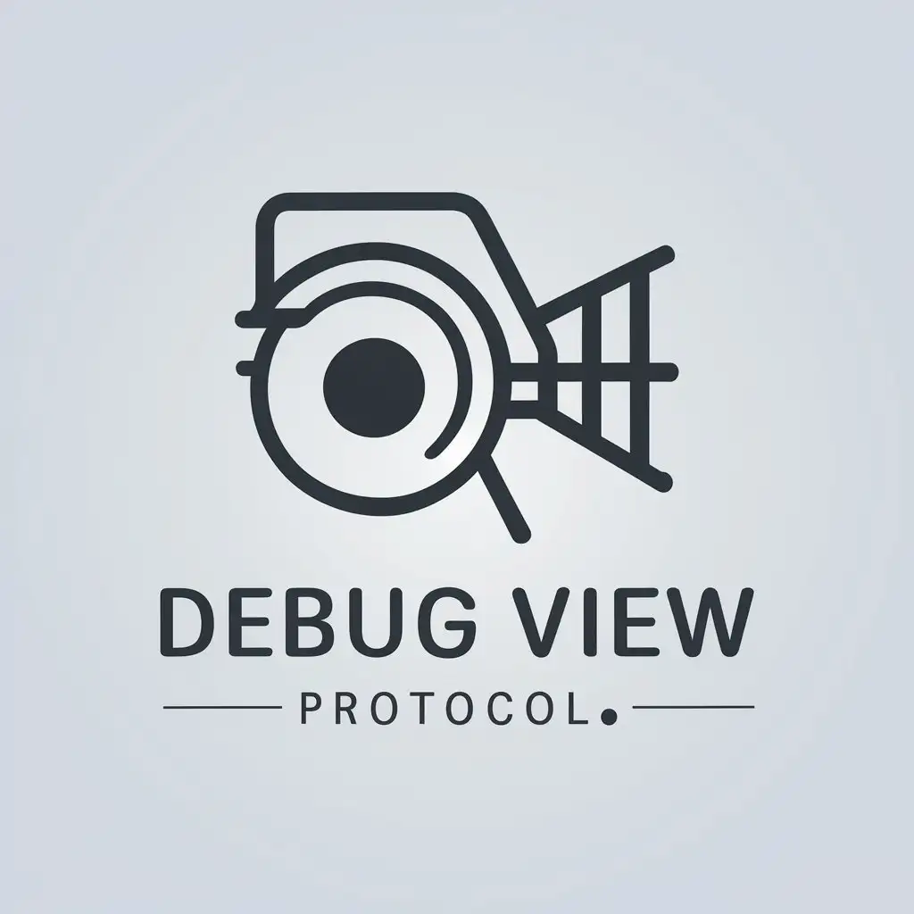 a vector logo design,with the text "debug view protocol", main symbol:projector,Minimalistic,be used in Internet industry,clear background