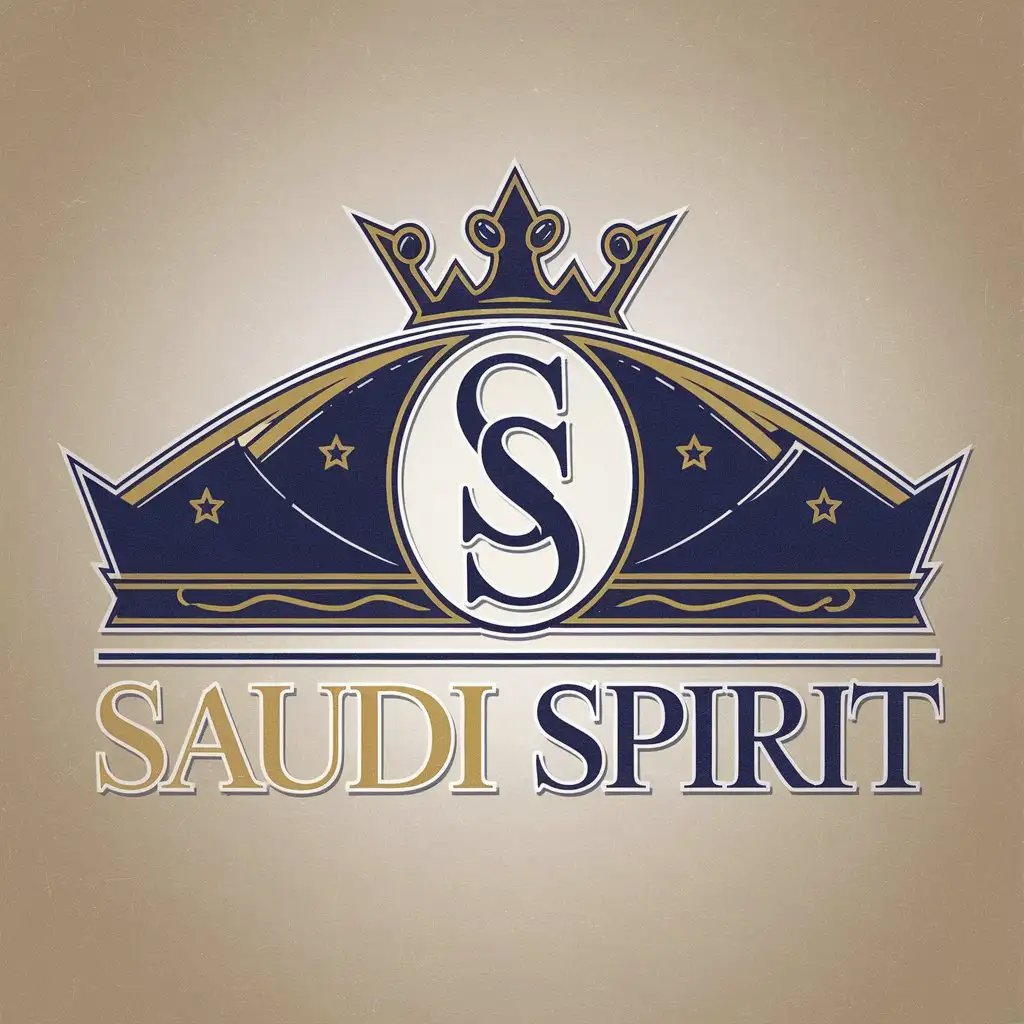 LOGO Design for Saudi Spirit Crown with SS in Golden and Blue Colors