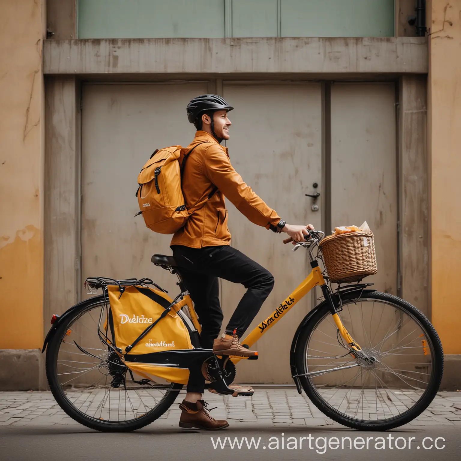 Urban-Food-Delivery-Yandex-Delivery-Person-with-New-Bicycle