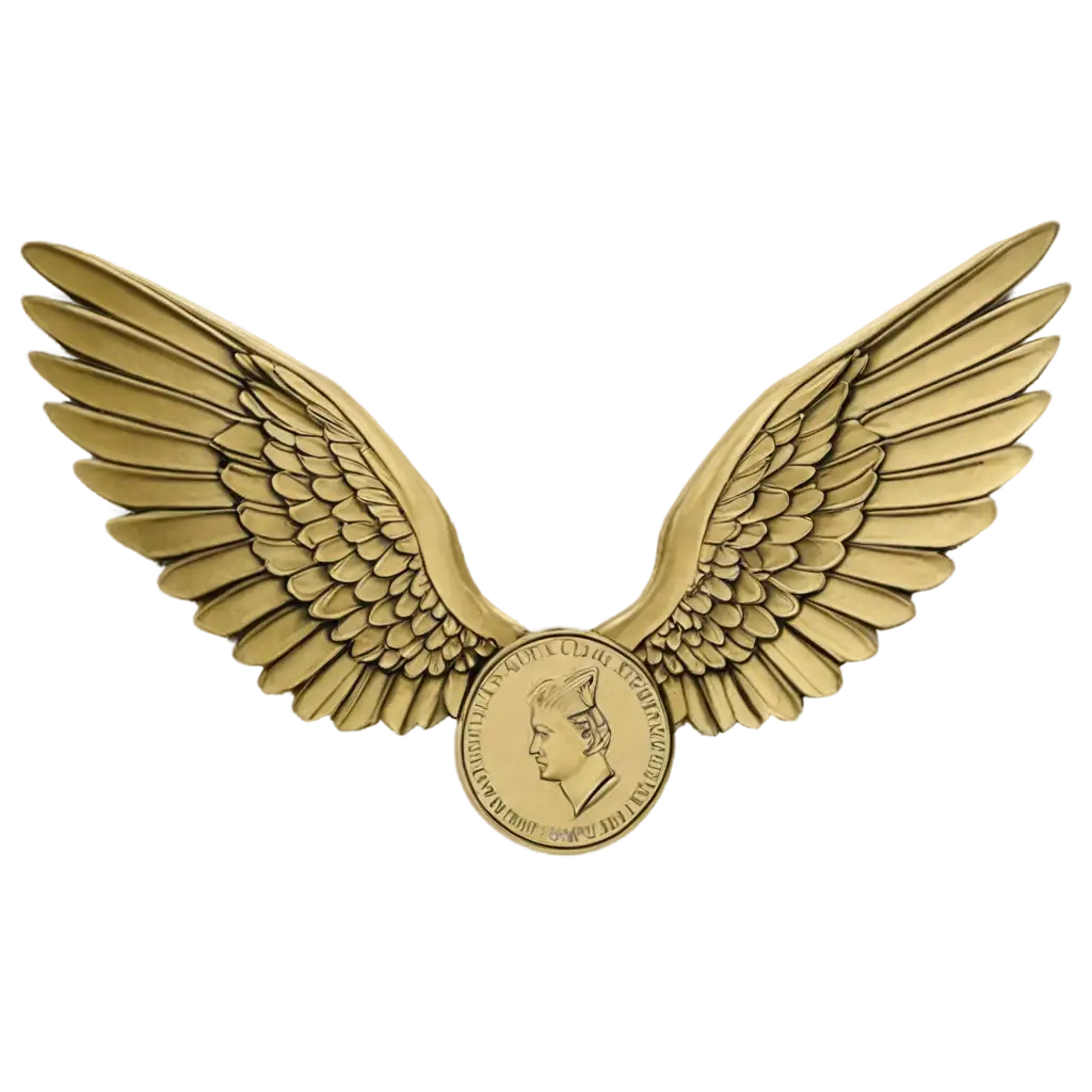 Metal coin with wings