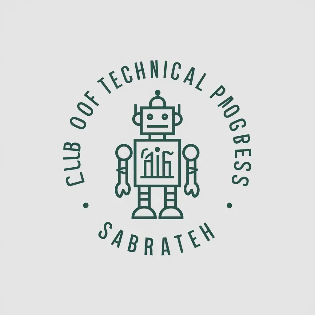 a vector logo design,with the text "Club of technical progress Sabrateh", main symbol:robot,complex,be used in Education industry,clear background