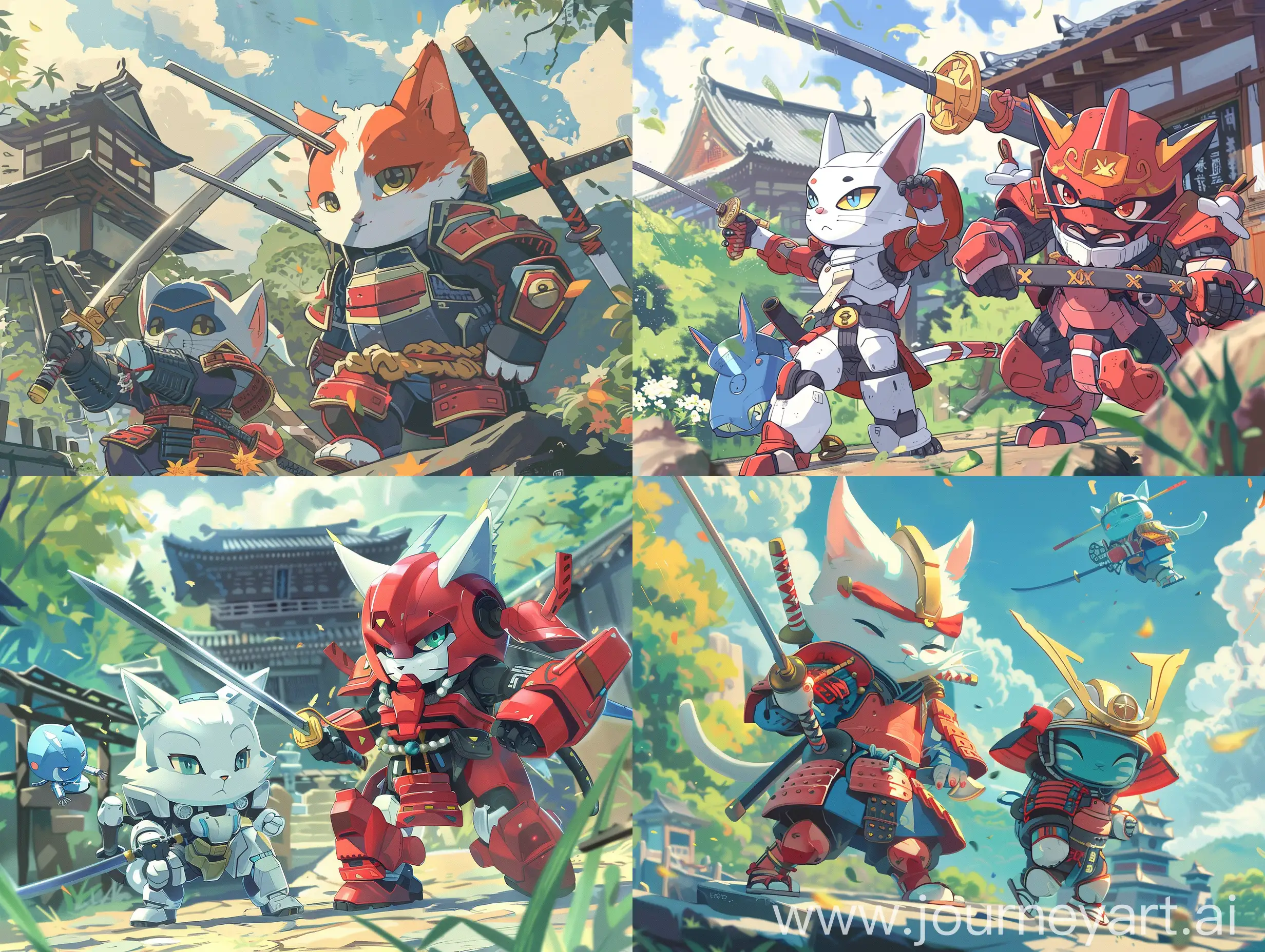 Samurai-Robotic-Cats-Defending-Ancient-Castle