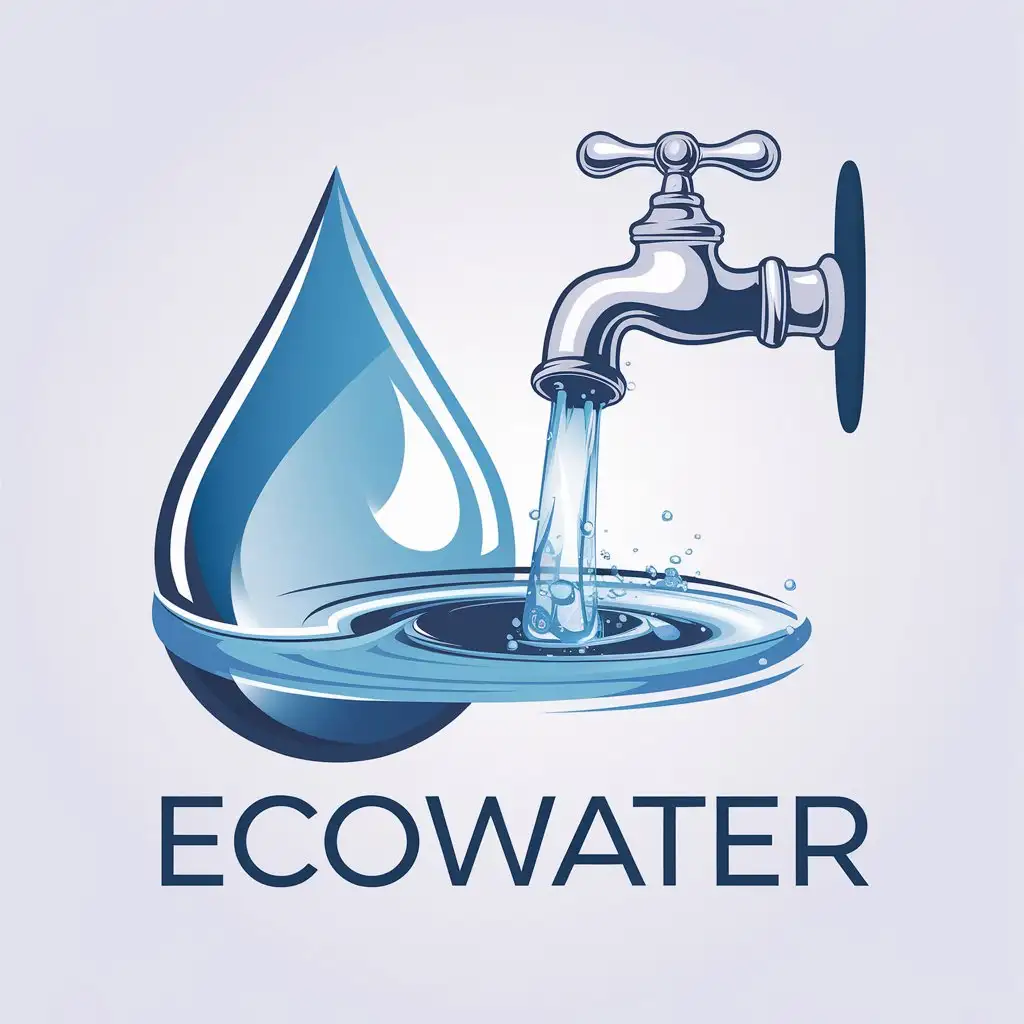 LOGO Design for EcoWater Water Tap Sustainability Symbol for Technology Industry