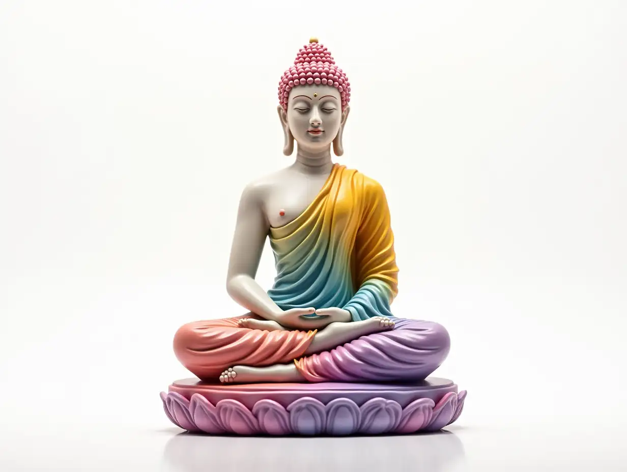 Buddha Calm mode white background colourful