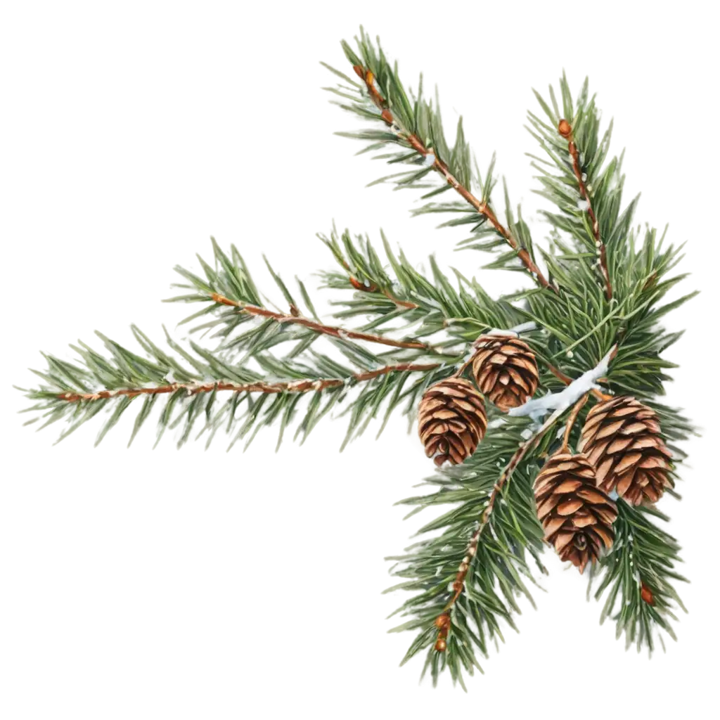 Snowy-Fir-Tree-Branch-with-Cones-PNG-HighQuality-Transparent-Image-for-Various-Applications