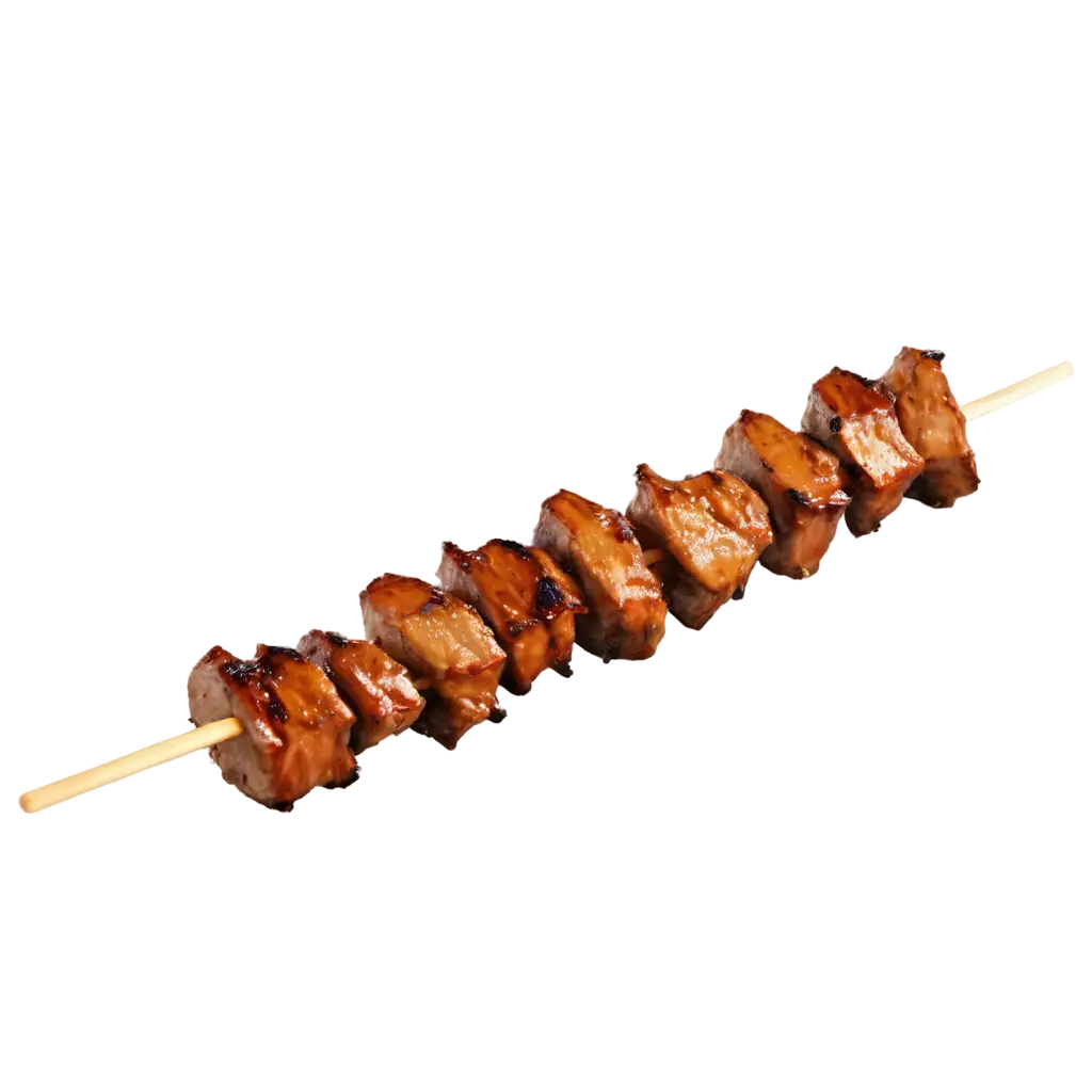 make an image for food stall: 1 pc Filipino style Pork barbeque skewer