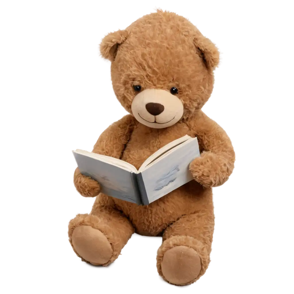 Adorable-Teddy-Bear-Reading-a-Book-PNG-Image-Delightful-Illustration-of-Learning-and-Comfort