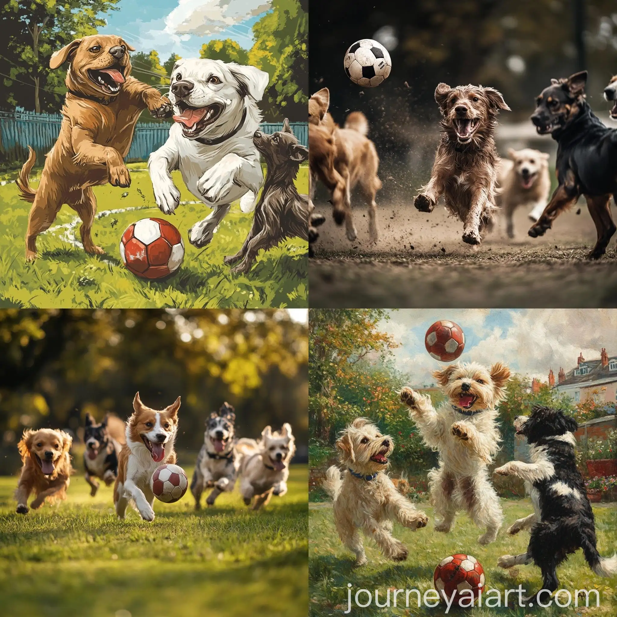 Dog-Playing-Football-with-Other-Dogs