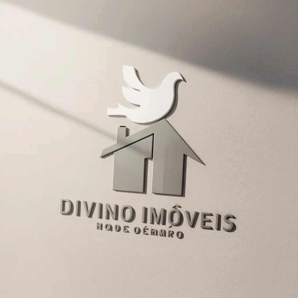 LOGO Design for Divino Imveis White Dove on House Roof with Minimalist and Professional Style