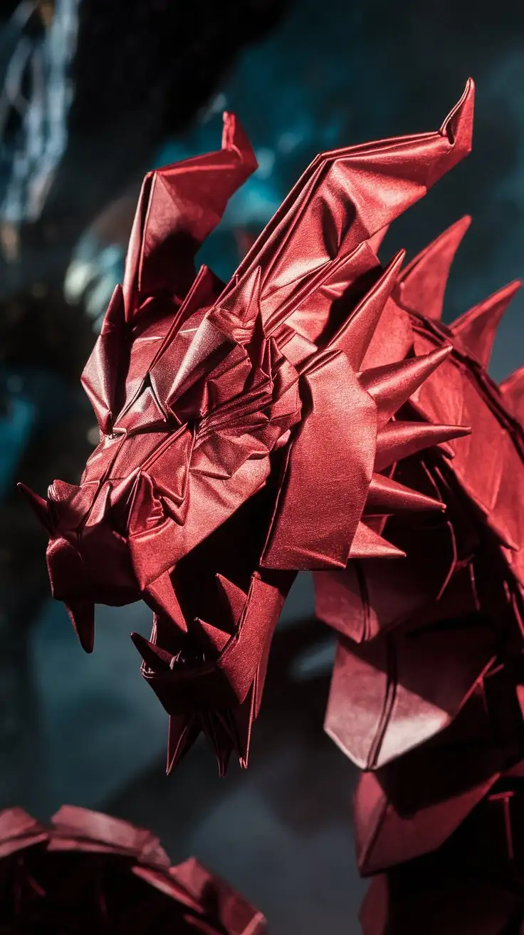 CloseUp-of-Fierce-Metallic-Red-Origami-Dragon-Head-with-Dramatic-Lighting