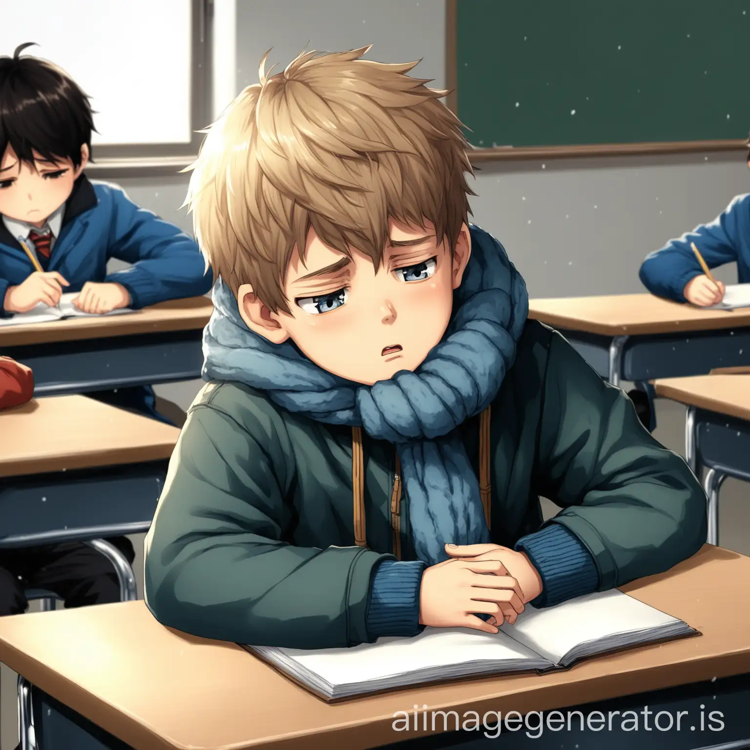 Boy-Feeling-Cold-in-Classroom