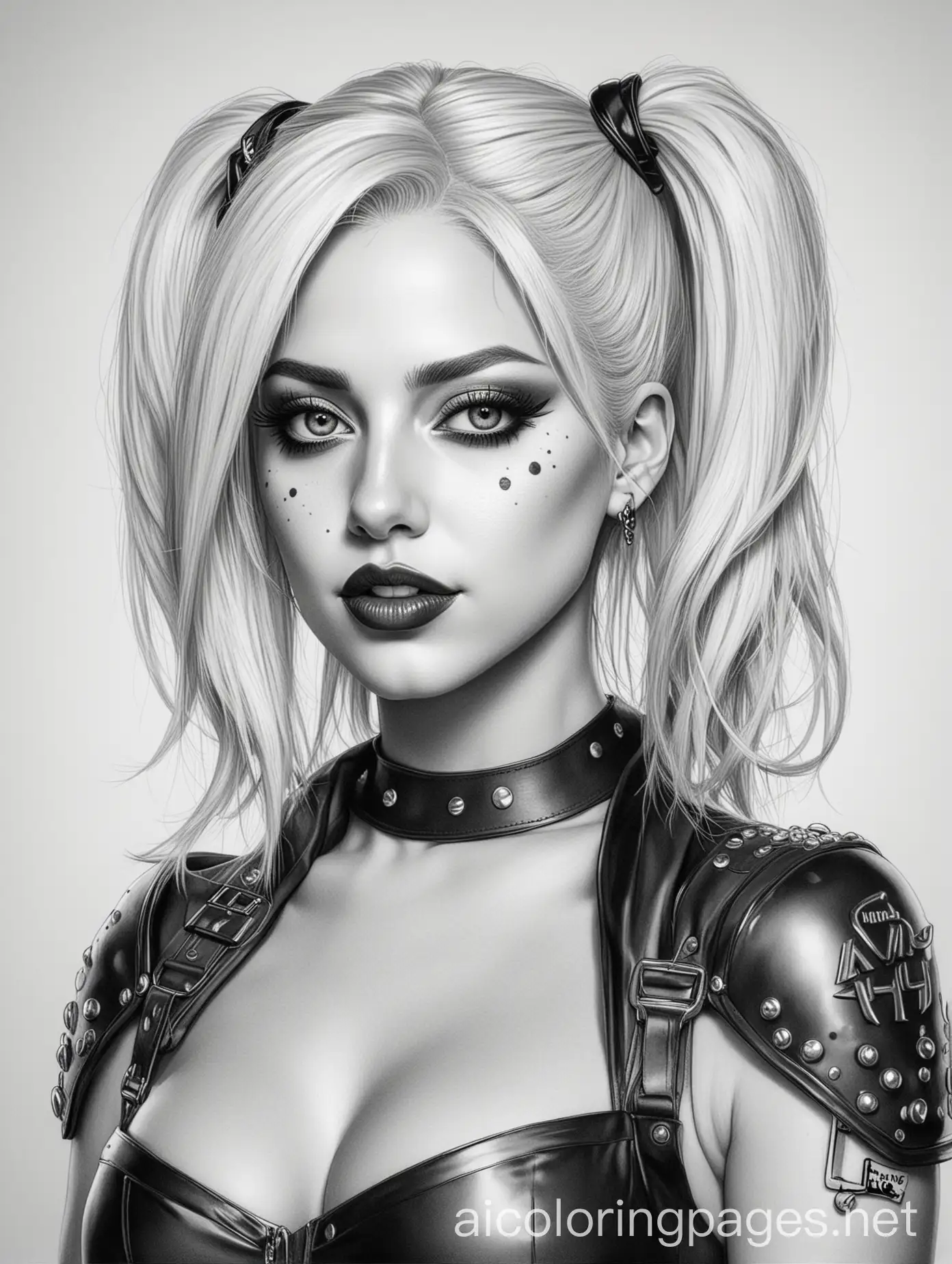 Harley-QuinnInspired-Lady-Gaga-Coloring-Page-in-Line-Art-Style