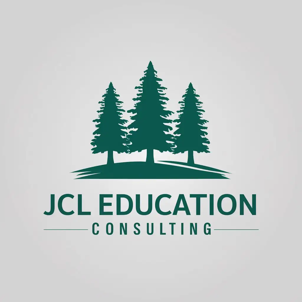 LOGO Design For JCL Education Consulting Three Cedar Trees Symbol on Clear Background