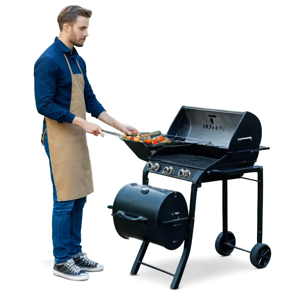 a man cooking on a bbq