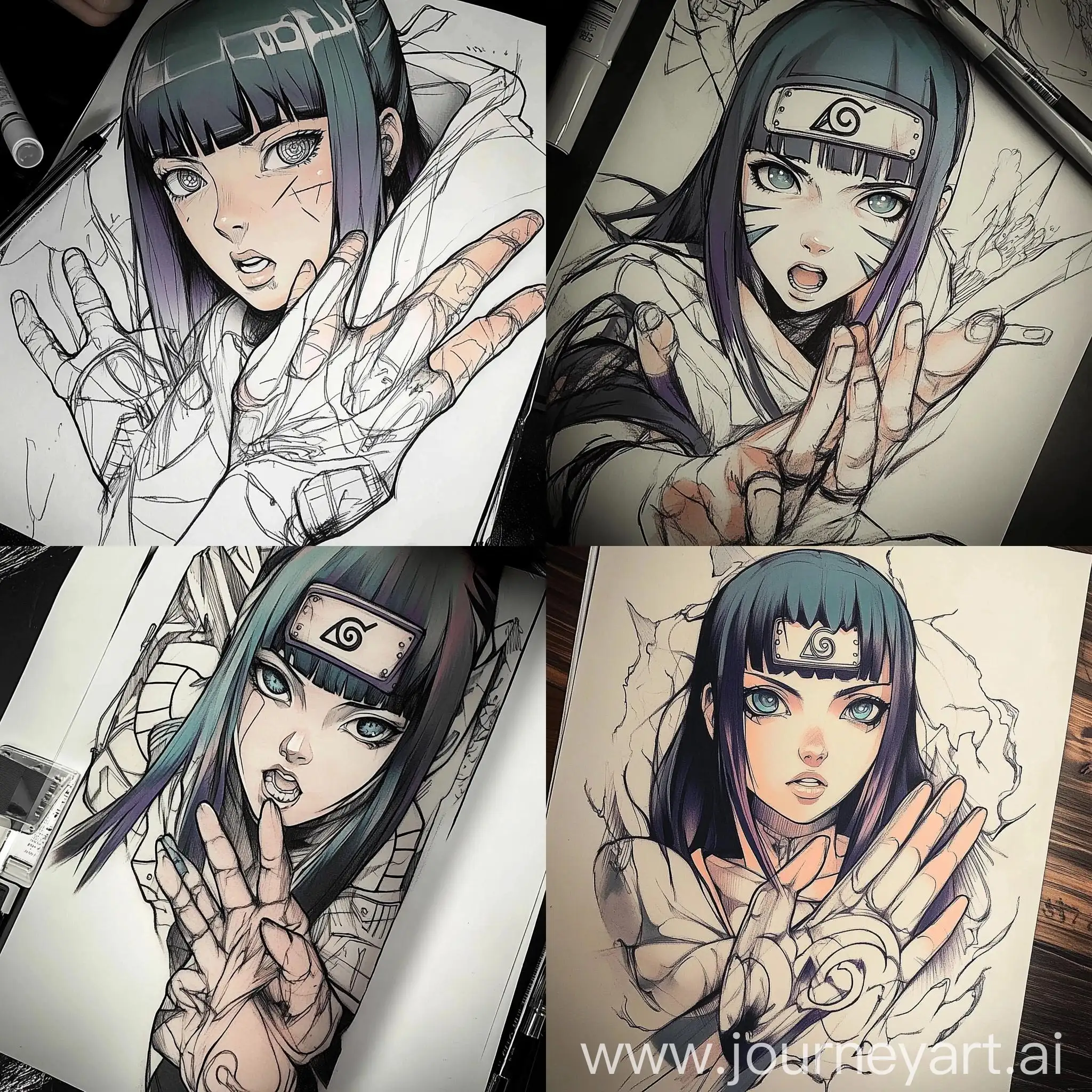 Dynamic-Sketch-Tattoo-Design-of-Hinata-Hyuga-from-Naruto