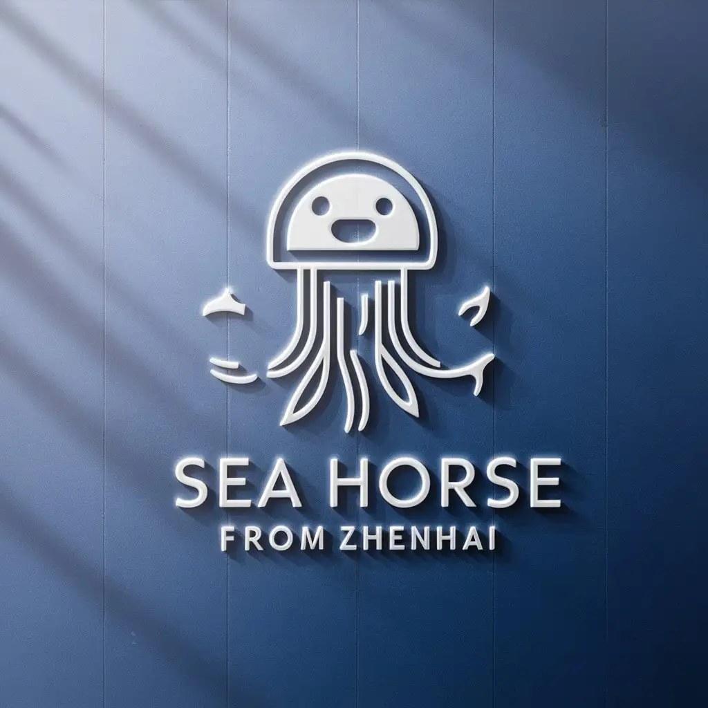 a vector logo design,with the text "Sea horse from Zhenhai", main symbol:Jellyfish,Moderate,be used in Technology industry,clear background