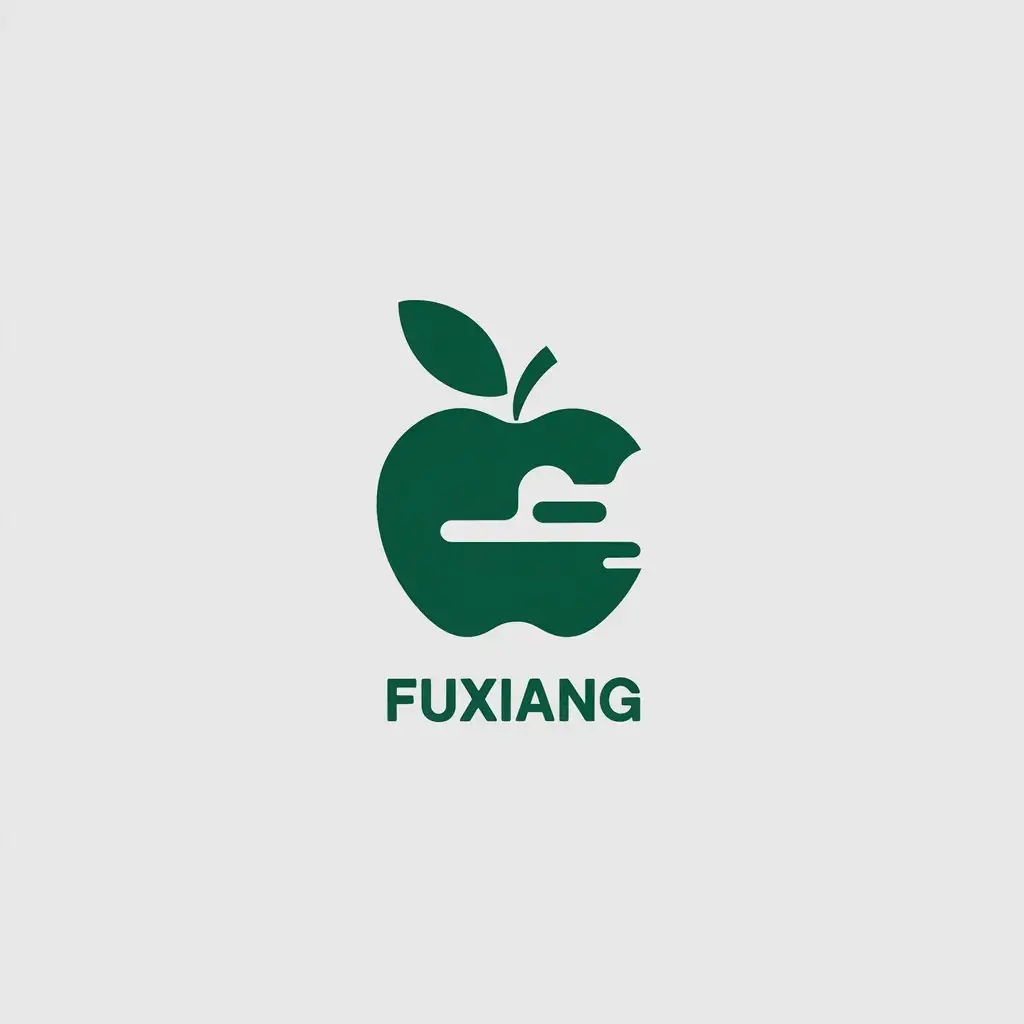 a vector logo design,with the text "Fuxiang", main symbol:apple,Minimalistic,be used in Retail industry,clear background