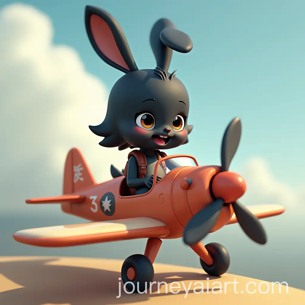 Black-Bunny-Girl-Piloting-SinglePropeller-Airplane