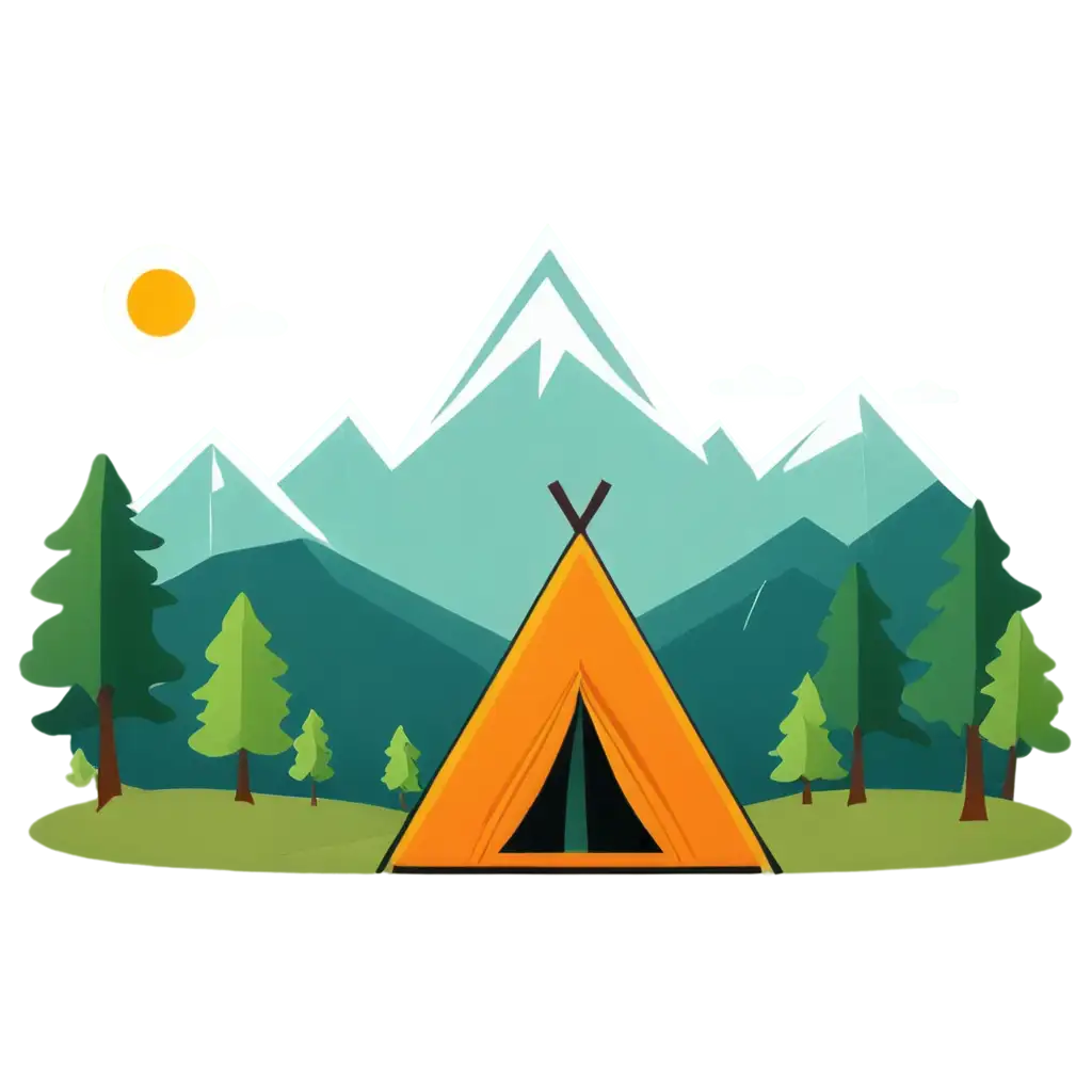 Bright-Tent-PNG-Icon-with-Mountains-and-Forest-Background-Ideal-for-Outdoor-Camping-and-Adventure-Designs