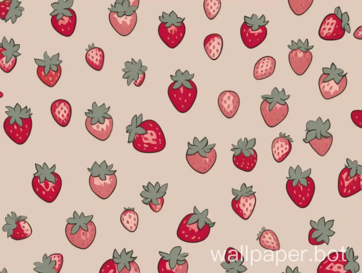 aesthetic mini strawberries on beige background (no faces)