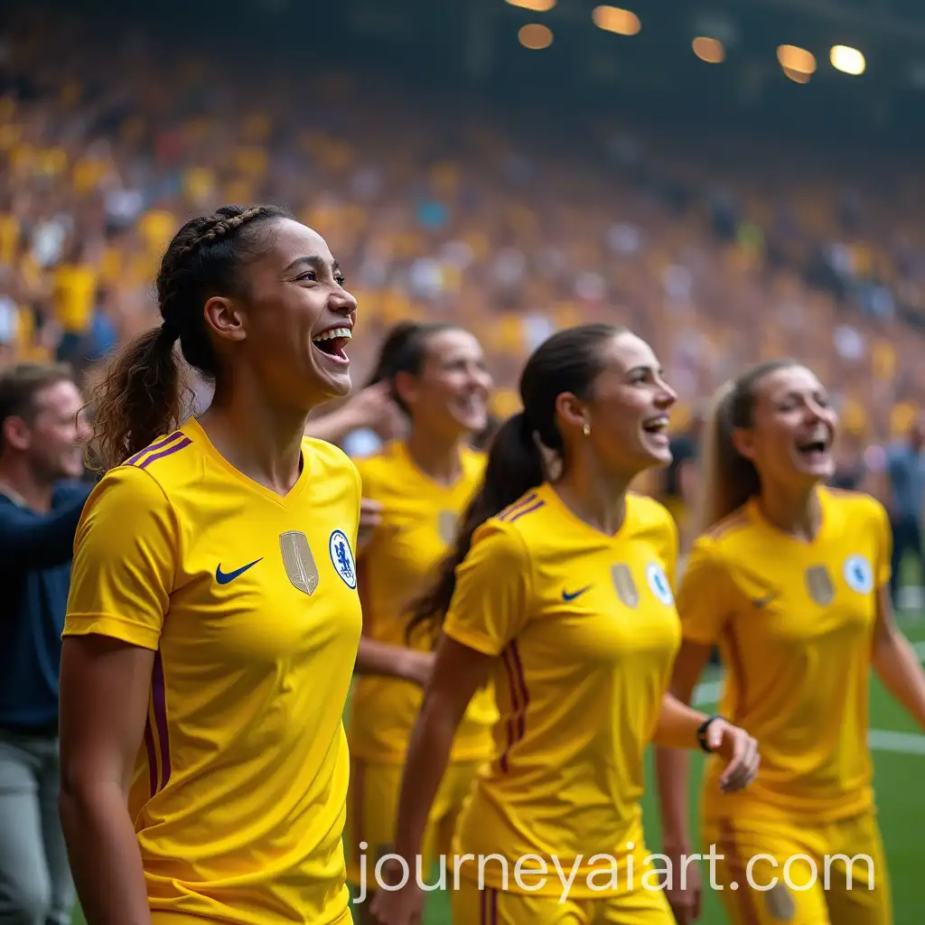 Yellow-Football-Team-Celebrates-Victory-with-Cheerful-Fans
