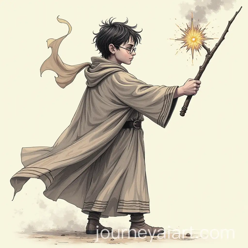 Tribal-Style-Sketch-of-Harry-Potter-Casting-a-Spell-withAI-Art-Prompt-Expansion-a-Wand