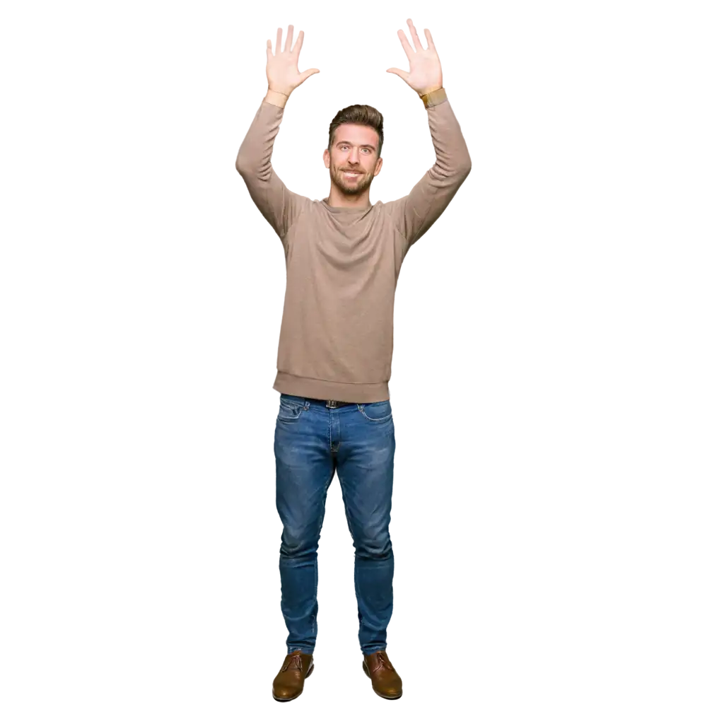 PNG-Image-of-a-Man-Raising-One-Hand-Upward-to-Show-Something-Clear-and-HighQuality-Visual-Representation