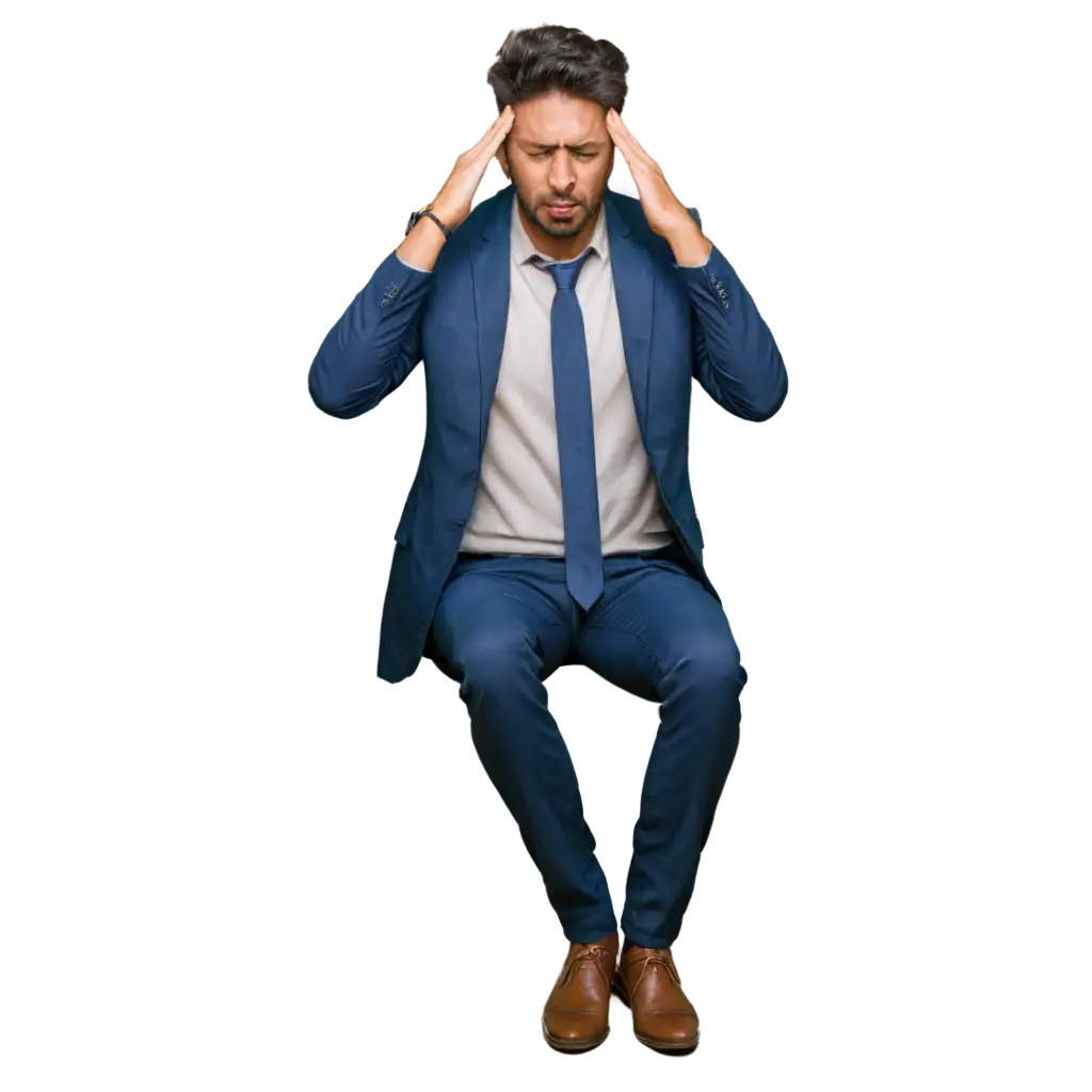 Frustrated-India-Man-Sitting-with-Hands-on-His-Head-HighQuality-PNG-Image-for-Emotional-Expressions