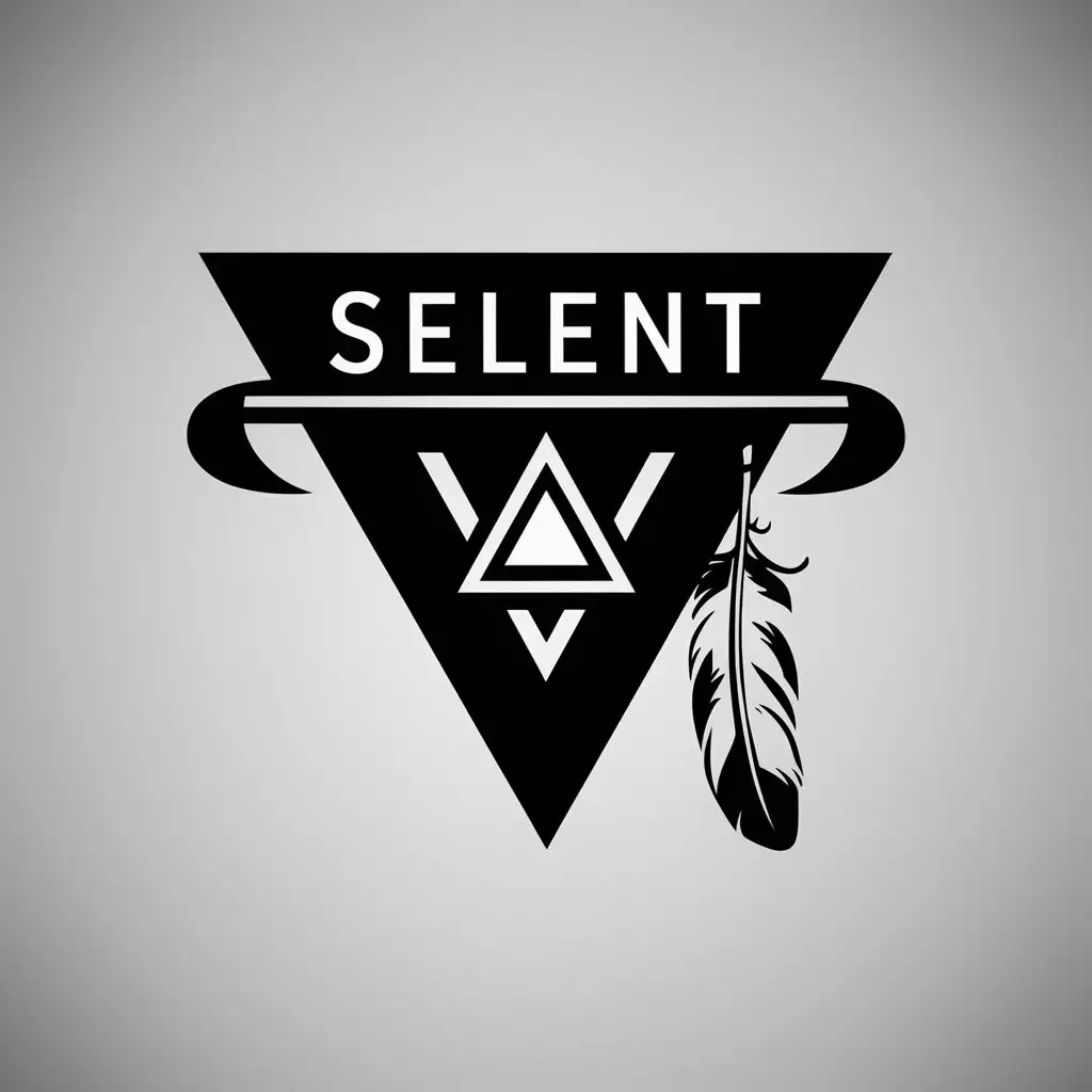 LOGO-Design-For-SELENT-Modern-Logotype-with-Triangle-and-Feather-on-Black-Background