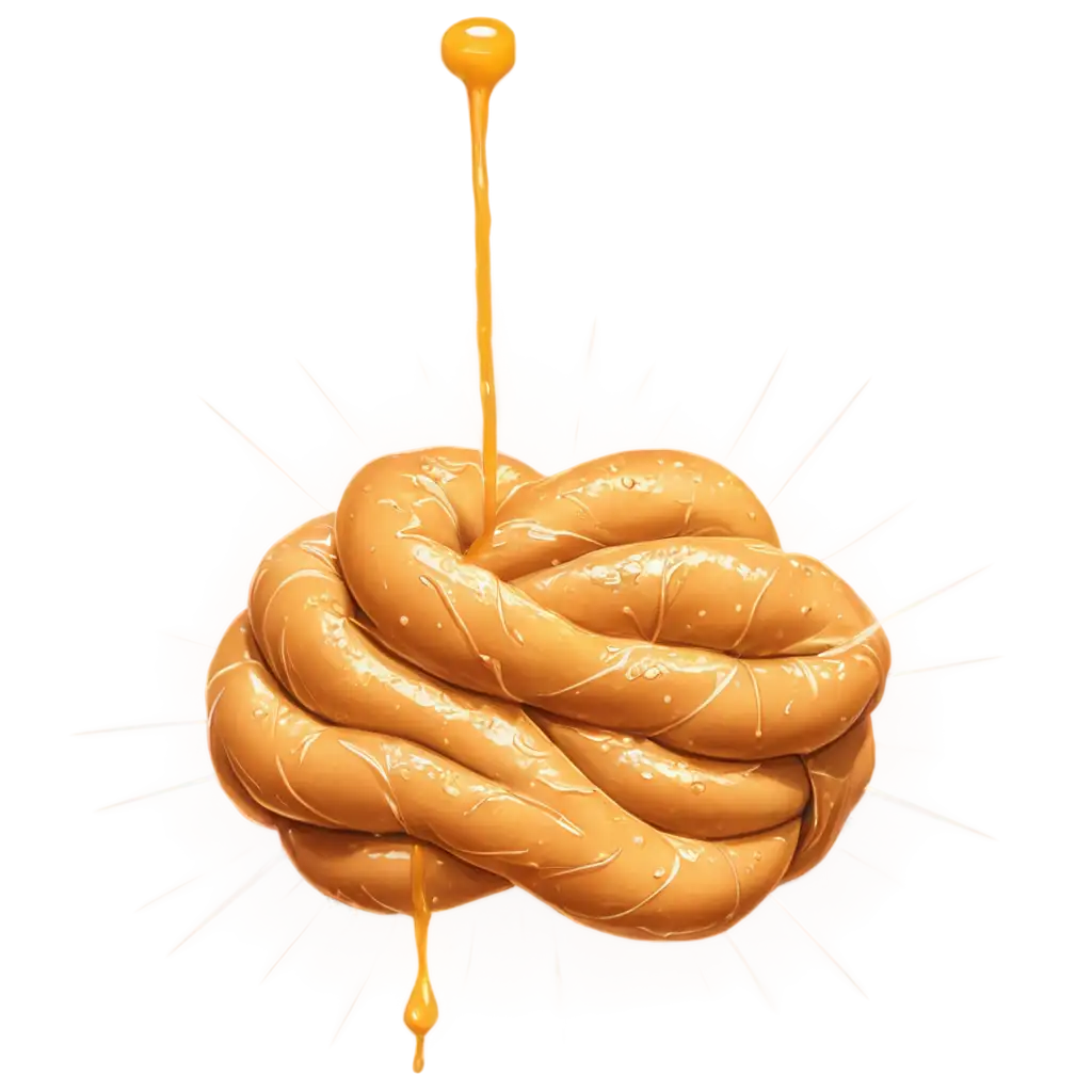 PNG-Image-of-a-Fluffy-Bread-Knot-Dripping-with-Honey-HighQuality-and-Detailed