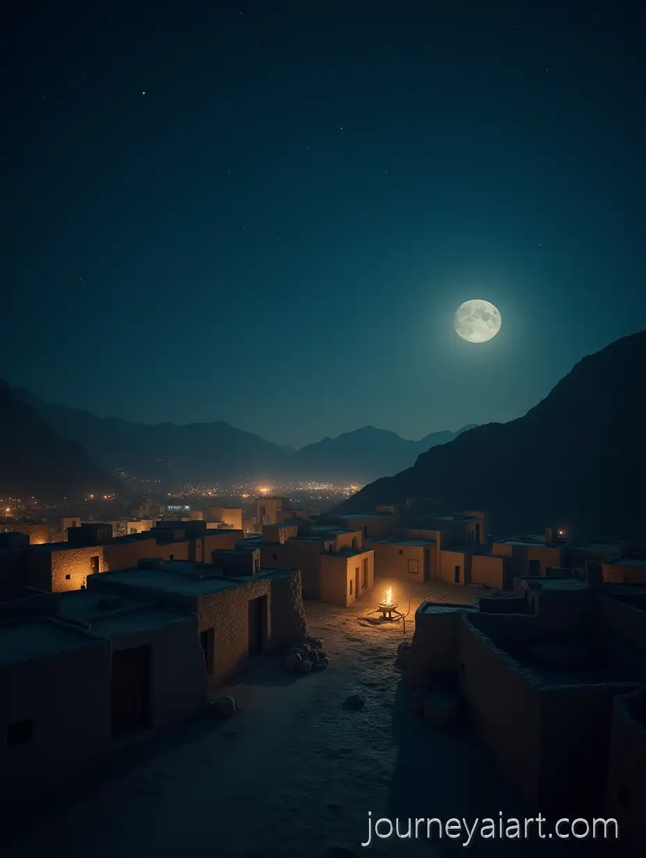 Night-ViewAI-Image-Prompt-Expansion-of-Ancient-Makkah-Under-Moonlight-with-Stone-and-Clay-Houses