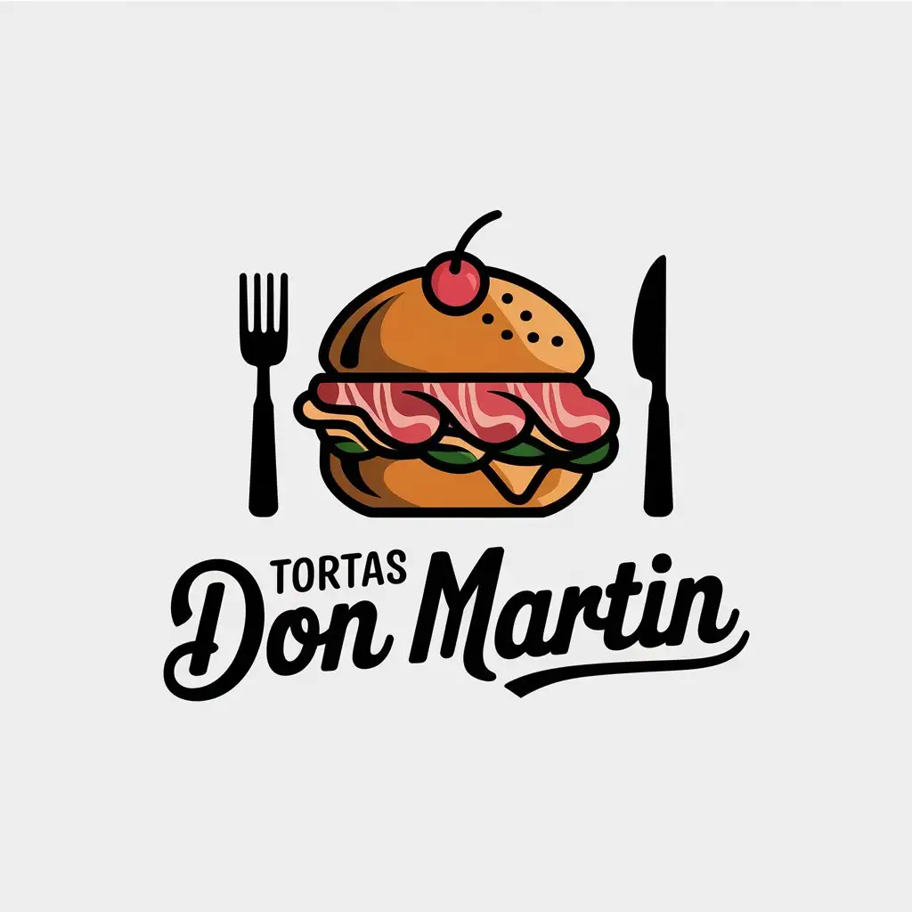 LOGO Design for Tortas Don Martin Vector with Emparedado Symbol Clear Background for Restaurante Industry