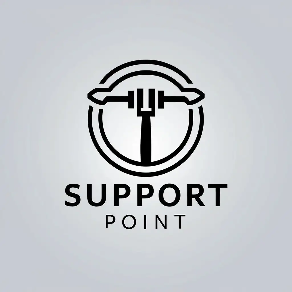 a vector logo design,with the text "Support point", main symbol:street light pole,complex,be used in Construction industry,clear background