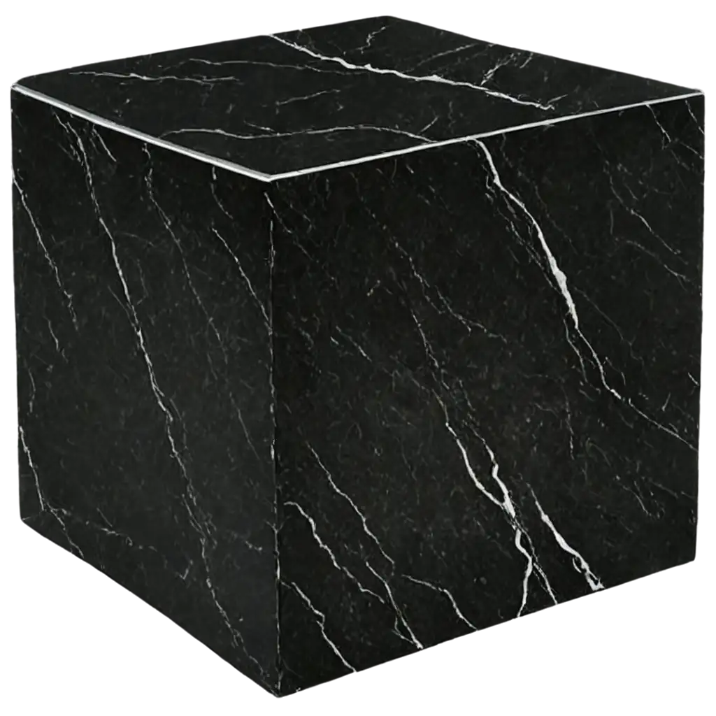 Black-Marble-Cube-PNG-Image-HighQuality-Transparent-Background-for-Versatile-Use