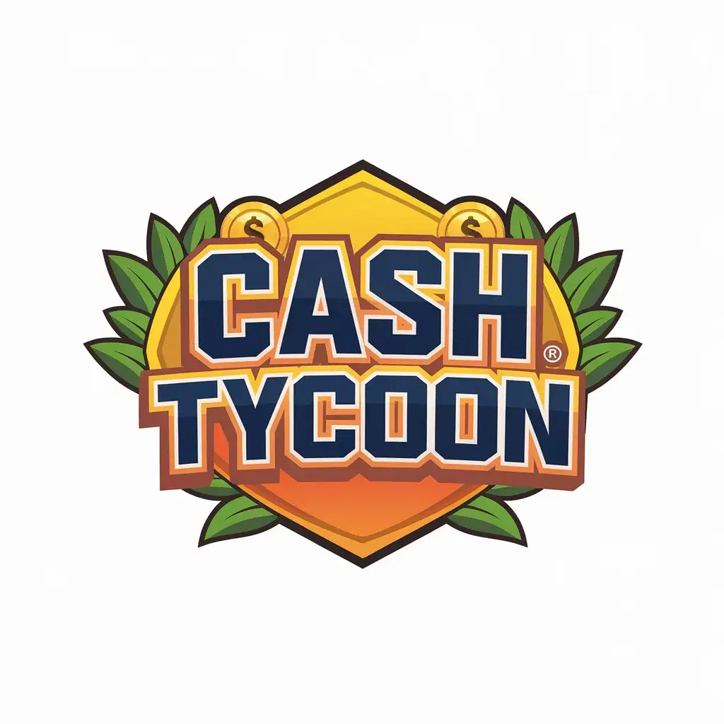 LOGO Design for Cash Tycoon Text and Robux Symbol with Clear Background