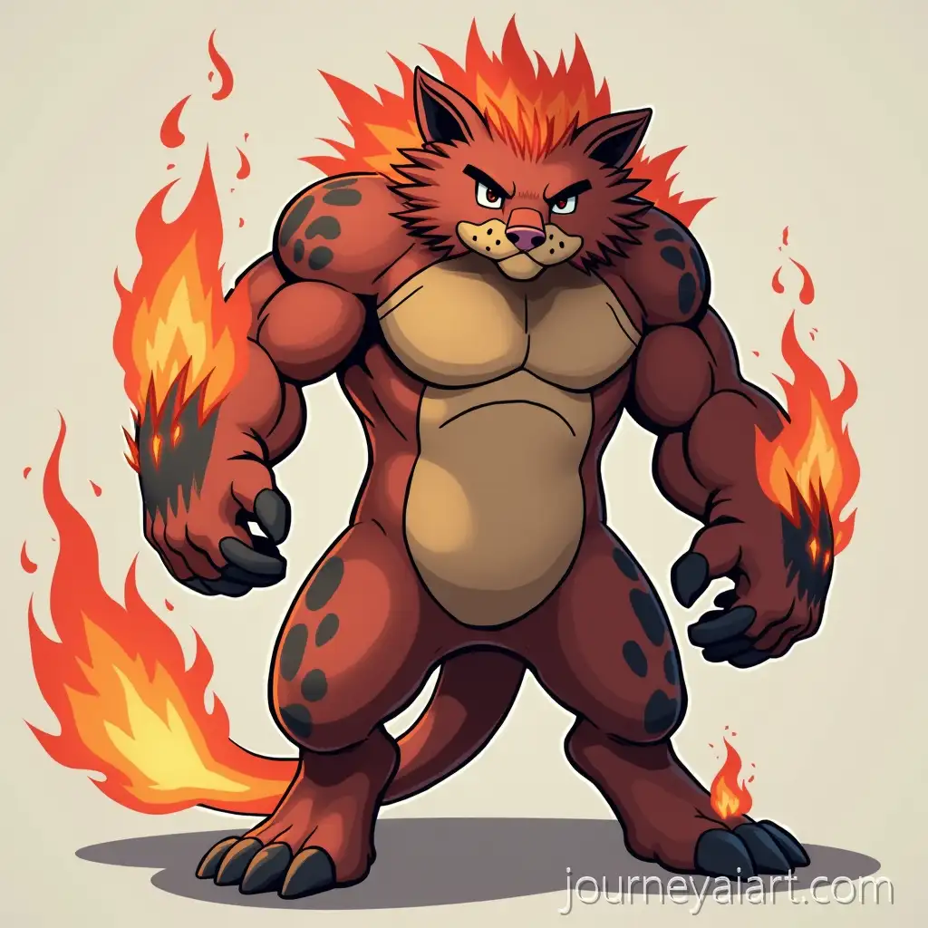 Fire-and-Rock-Pokemon-with-Hog-Head-Incineroar-Body-and-Panther-Legs